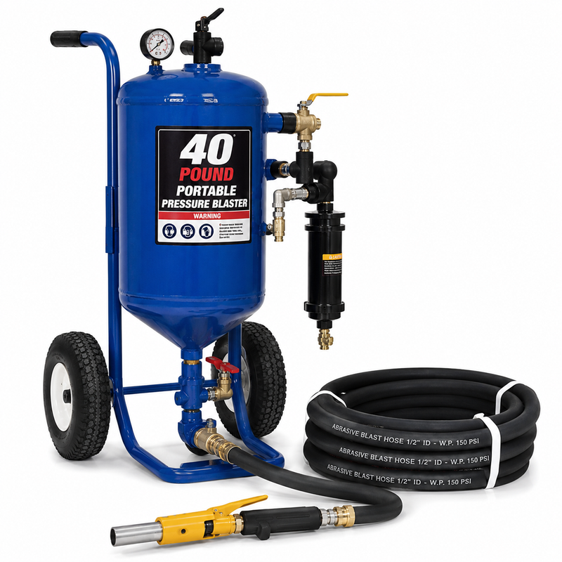 NBS Portable Pressure Blaster — 40 lb Pot with 15' Hose