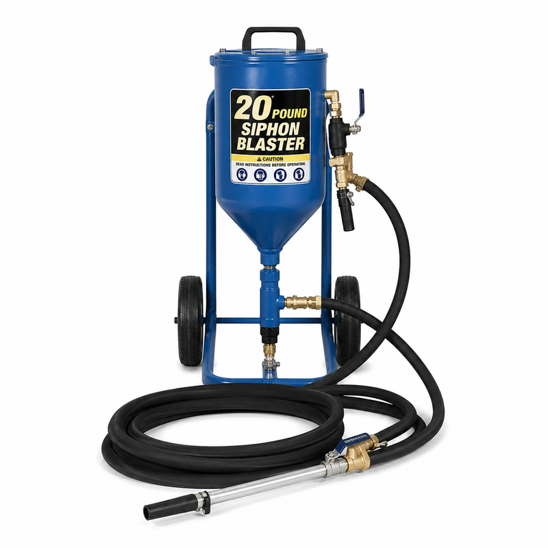 NBS Portable Siphon Blaster — 20 lb Hopper with Wheels