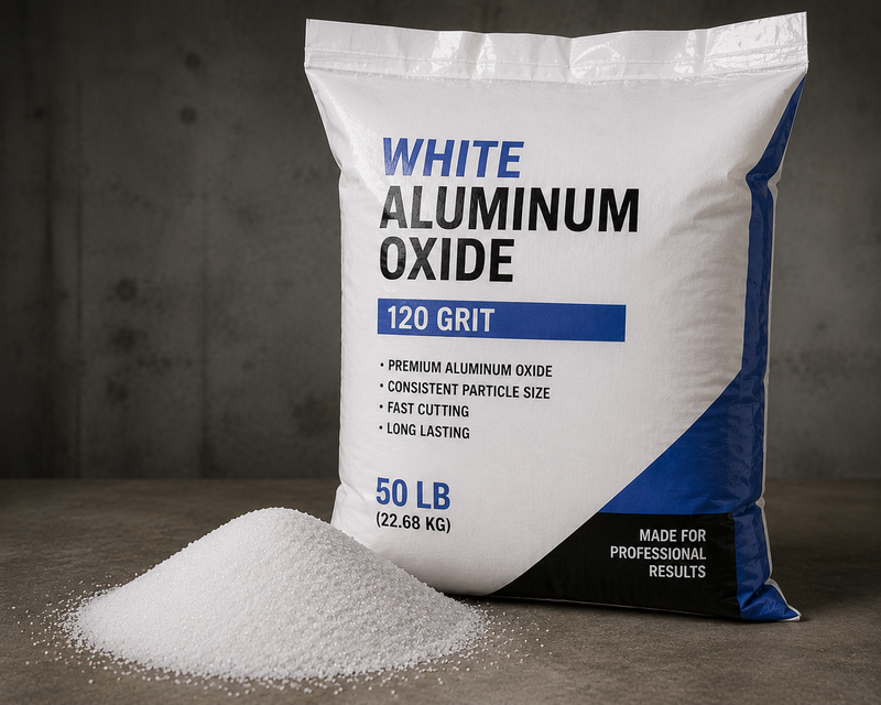 NBS White Aluminum Oxide — 120 Grit (50 lb Bag)