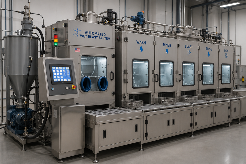 NBS Automated Wet Blast System — Multi-Stage Production Line