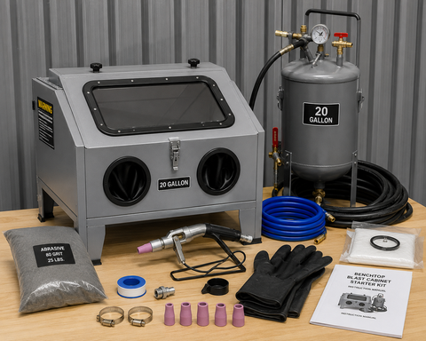 NBS Benchtop Blast Cabinet Starter Kit — Complete 20 Gallon Package