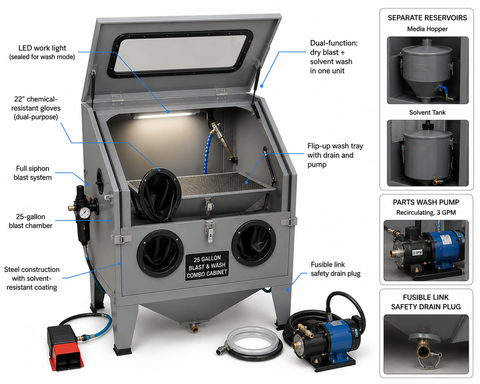 NBS Benchtop Blast & Wash Combo Cabinet — 25 Gallon
