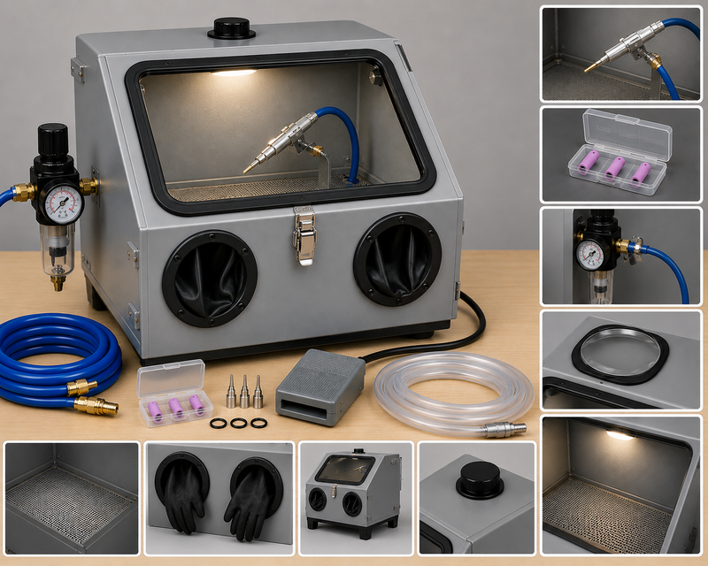 NBS Benchtop Micro Blast Cabinet — 8 Gallon Precision