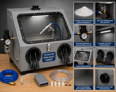 NBS Benchtop Soda Blast Cabinet — 20 Gallon
