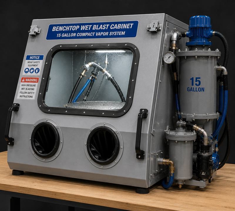 NBS Benchtop Wet Blast Cabinet — 15 Gallon Compact Vapor System