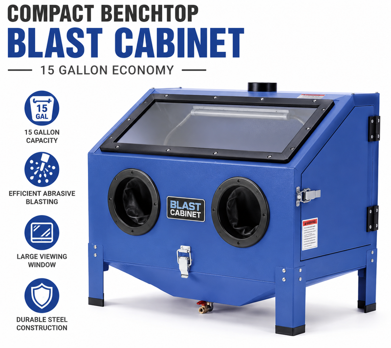 NBS Compact Benchtop Blast Cabinet — 15 Gallon Economy