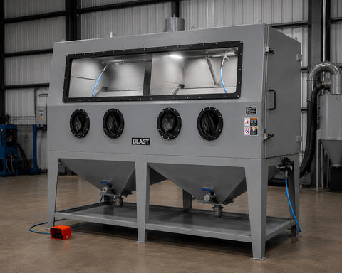 NBS Floor Standing Blast Cabinet — 72" Dual-Station Production