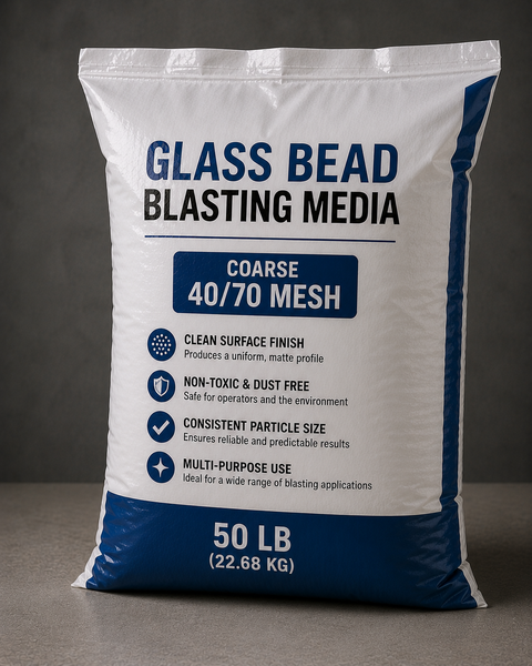 NBS Glass Bead Blasting Media — Coarse 40/70 Mesh (50 lb Bag)