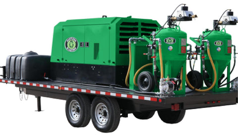 NBS Trailer-Mounted Blast Unit — 300 lb Dual-Outlet System