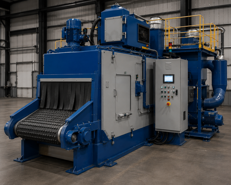 NBS Tumble Belt Blast Machine — Continuous Batch Automation