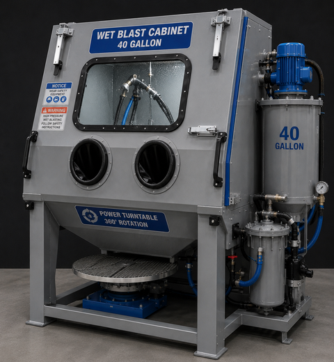 NBS Wet Blast Cabinet — 40 Gallon Professional with Turntable
